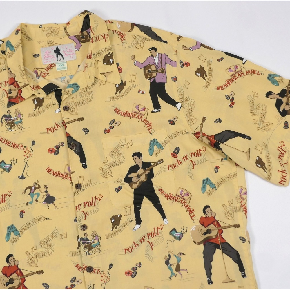 VTG Reyn Spooner Mens 2XL Elvis Presley Rock & Roll Hawaiian Shirt MINT!